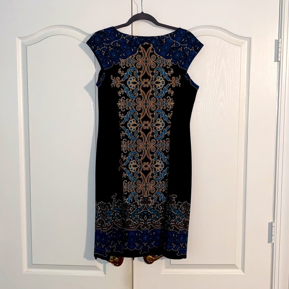 Maggy London, size 12, multi-colored, knee-length, form-fitting dress. - Picture 2 of 2